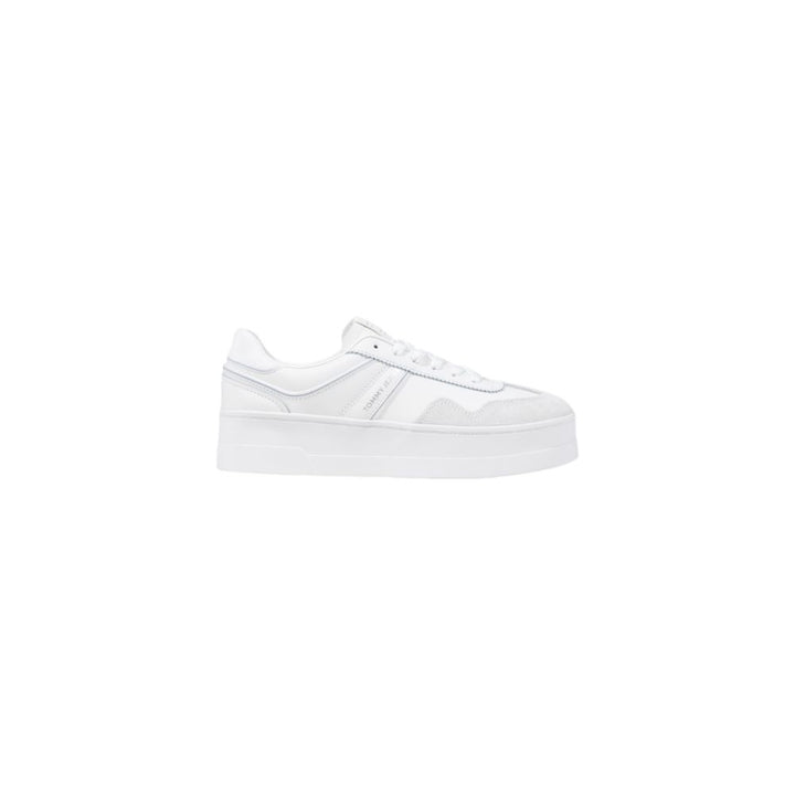 White Artificial Leather Platform Sneakers