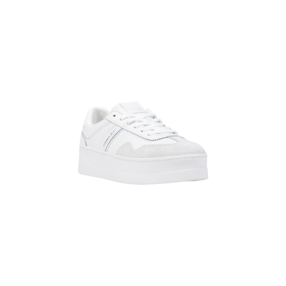 White Artificial Leather Platform Sneakers