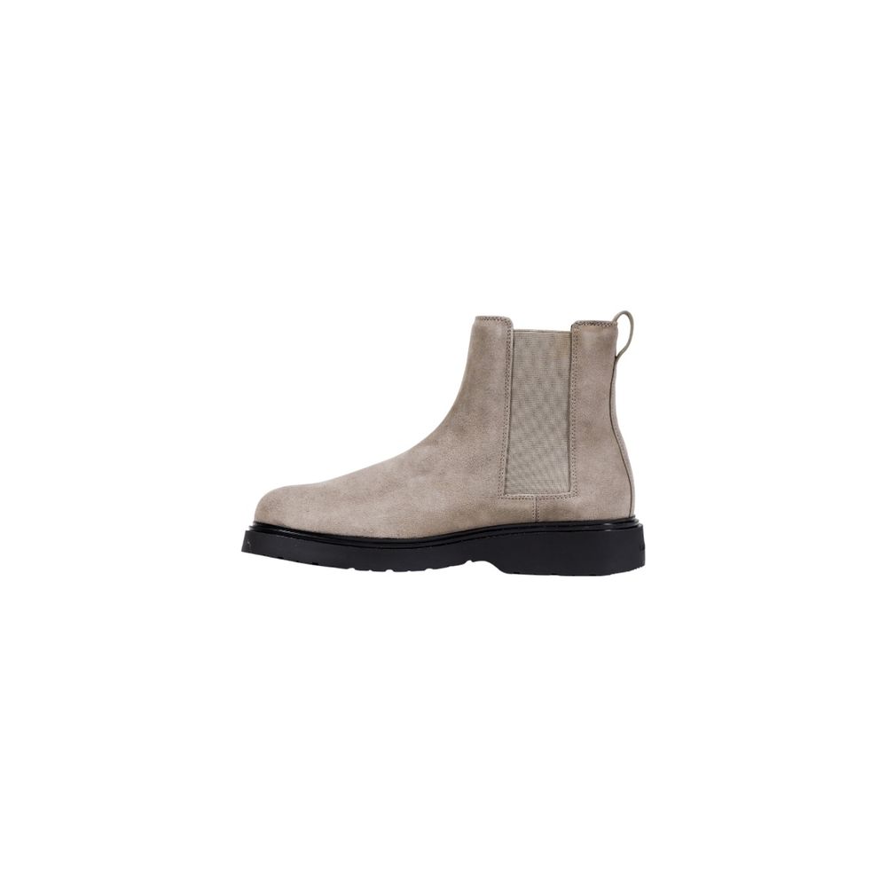 Gray Suede Leather Chelsea Boots