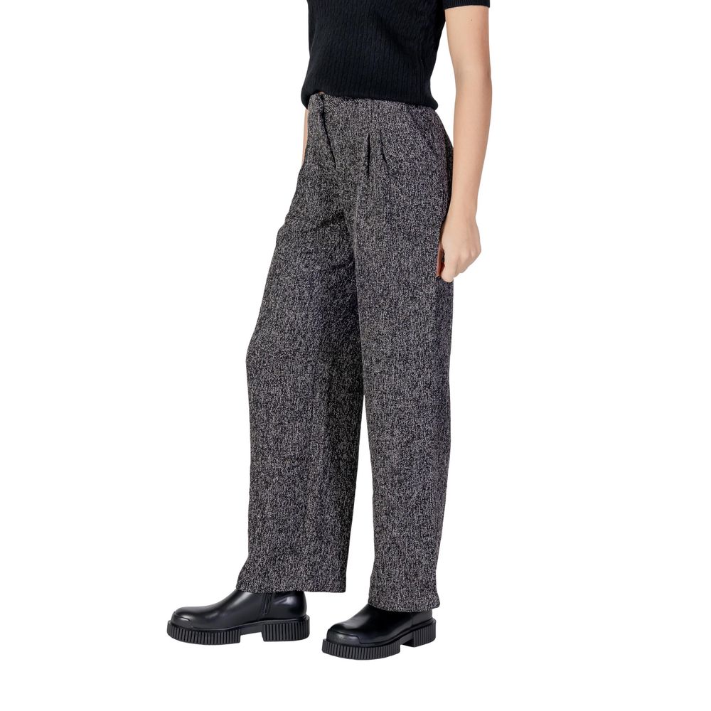 Black Polyester Flared Pants