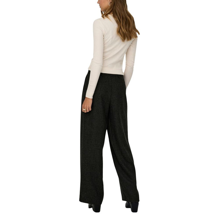 Black Polyester Flared Pants