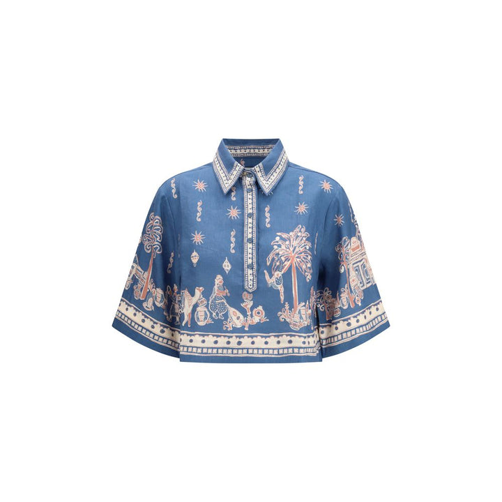 Blue Linen Pattern Shirt