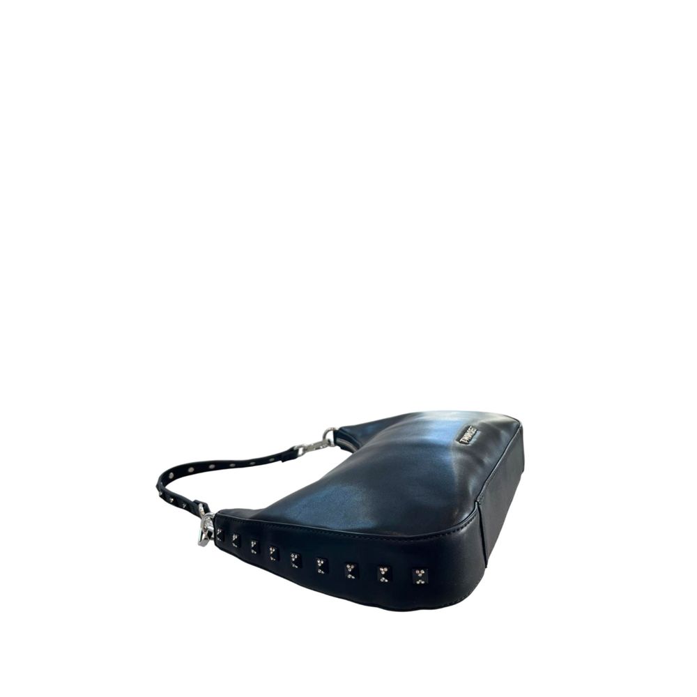 Black Polyurethane Women Shoulder Bag