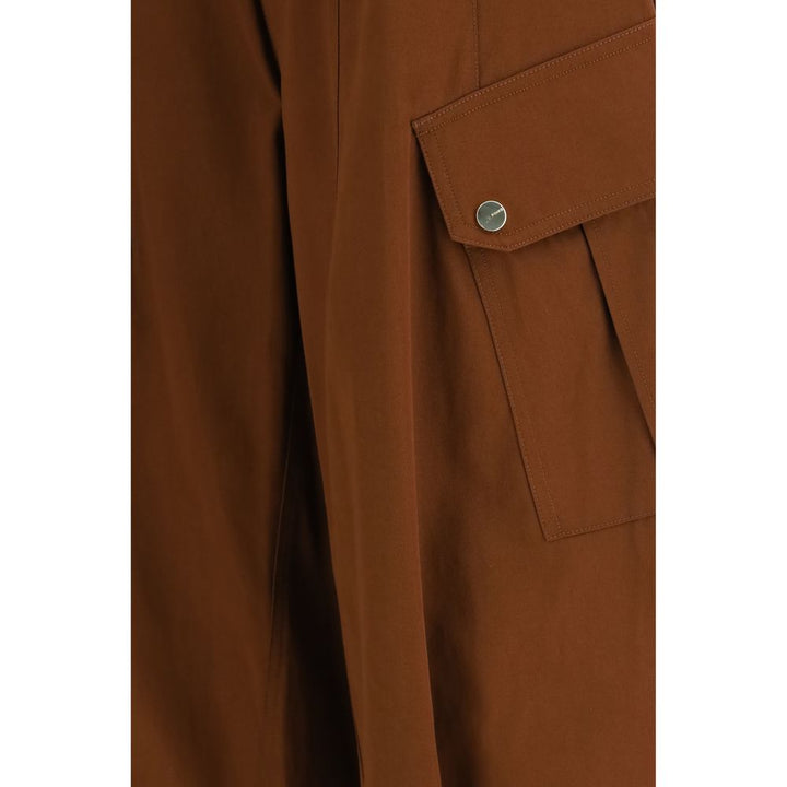 Brown Cotton Casual Pants
