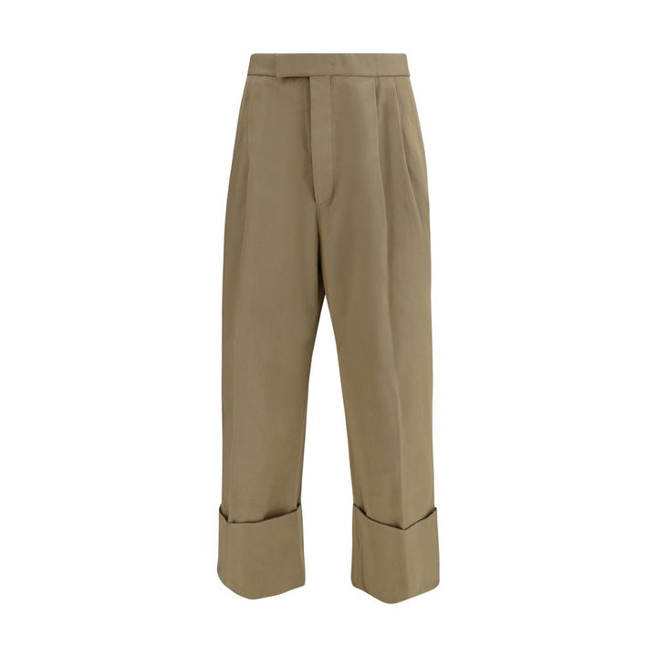 Beige Cotton Casual Pants