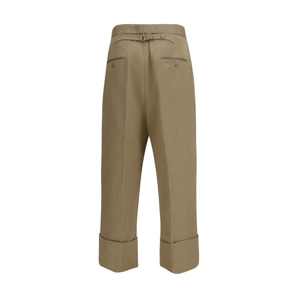 Beige Cotton Casual Pants