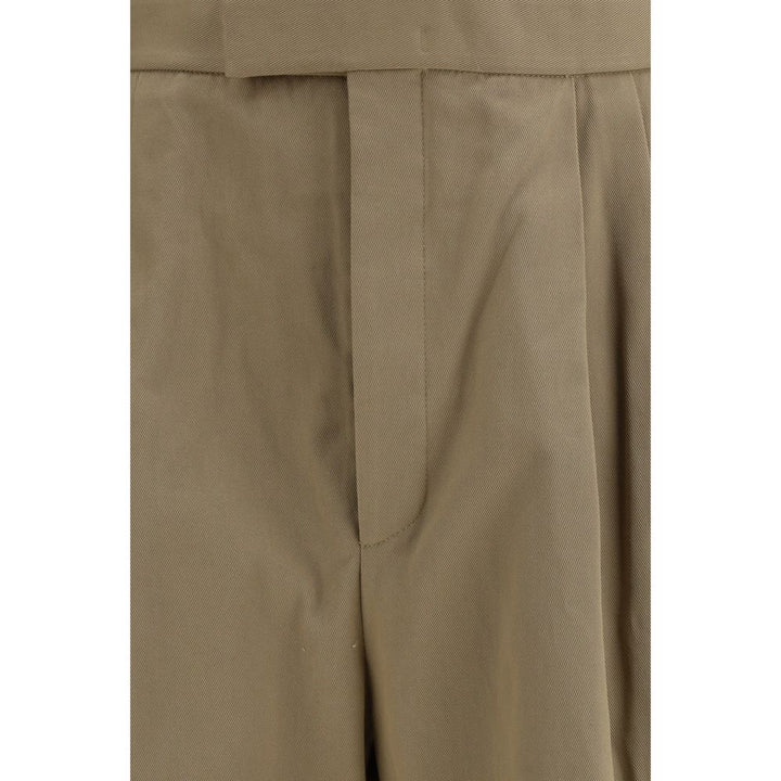 Beige Cotton Casual Pants