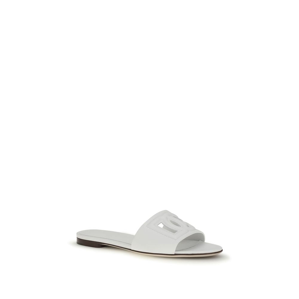 White Calf Leather Bos Taurus Flat Sandals