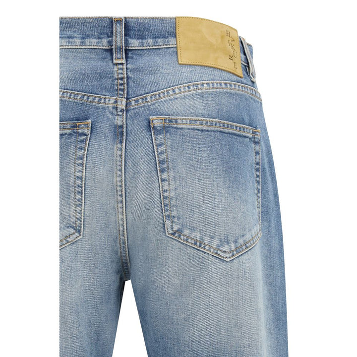 Blue Cotton Straight-Leg Jeans