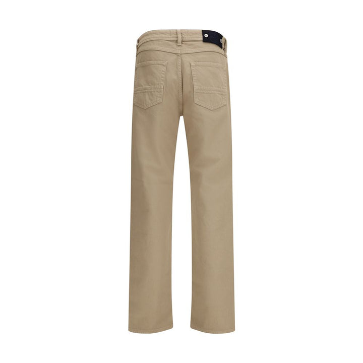 Beige Cotton Casual Pants