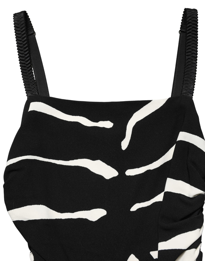 Black White Zebra Print CadyCalf Length Dress