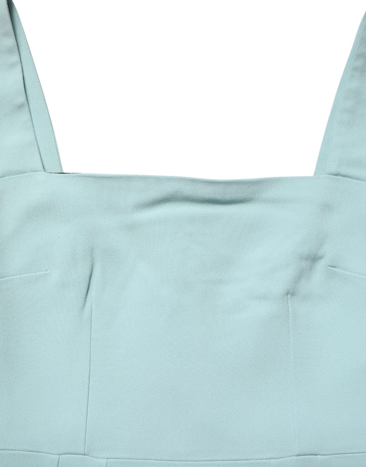 Green Square Neck Sleeveless Mini  Dress