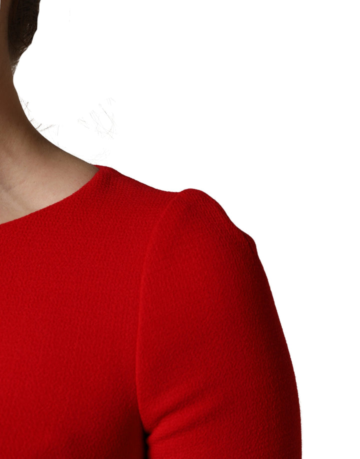 Red Heart Emmbellished Wool Mini  Dress