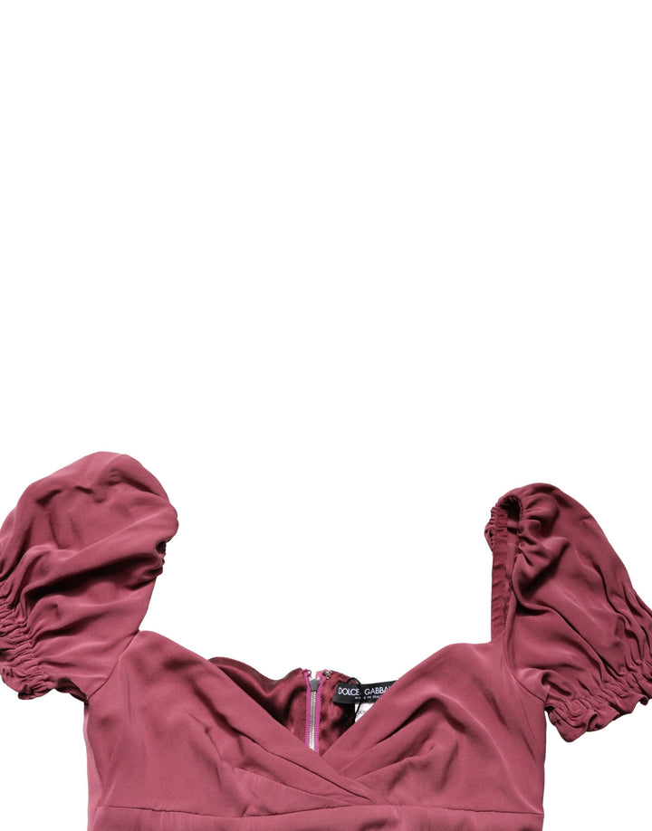 Maroon Silk Sweetheart Sheath Midi Dress