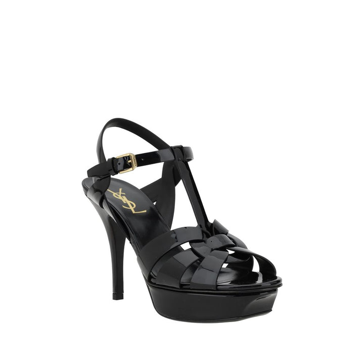 Black Calf Leather Bos Taurus Stiletto Heel Sandals