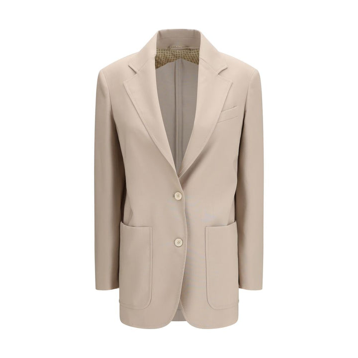 Beige Fleece Wool Blazer