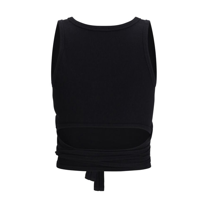 Black Cotton Sleeveles T-Shirt