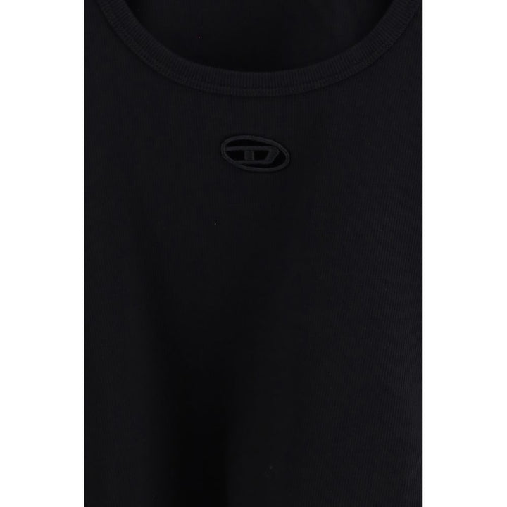 Black Cotton Sleeveles T-Shirt