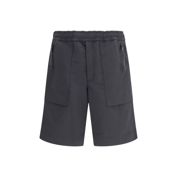 Black Polyester Bermuda Shorts