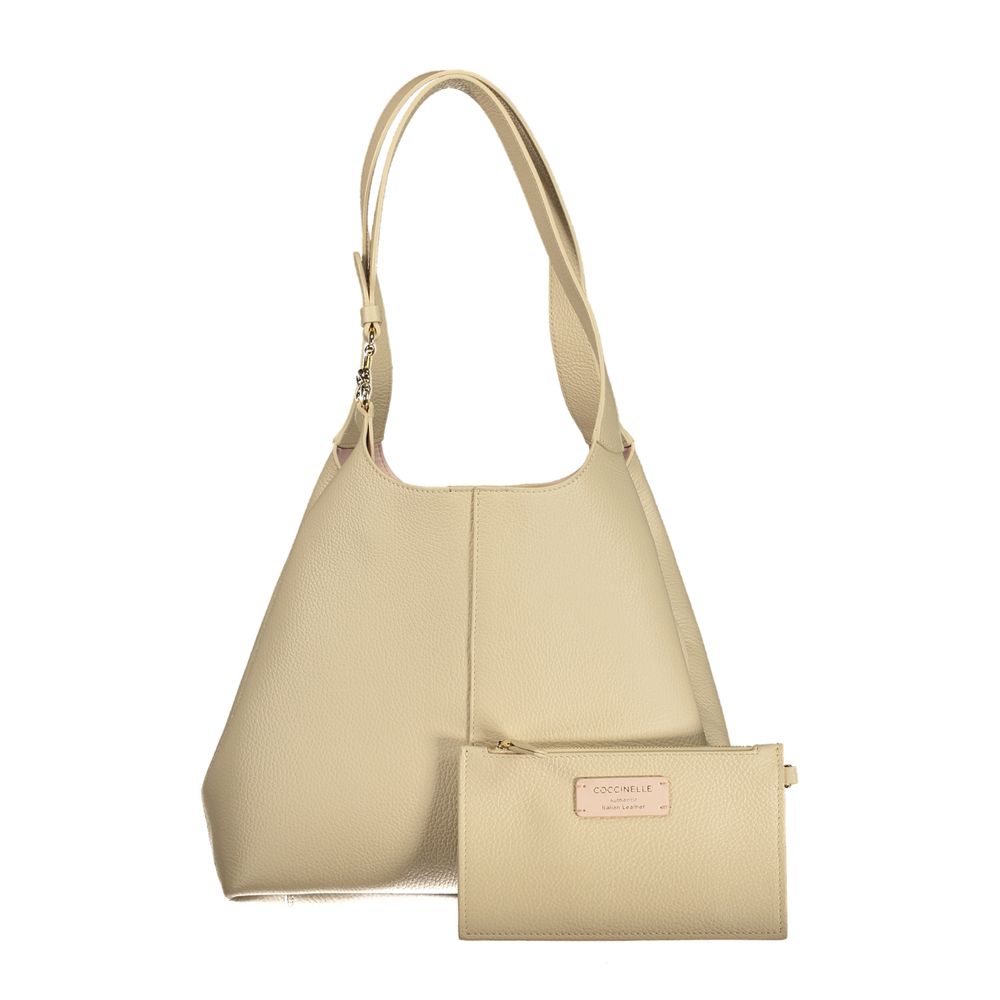 Beige Leather Women Handbag