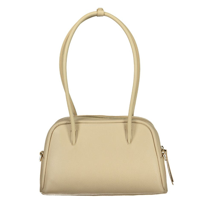 Beige Leather Women Handbag