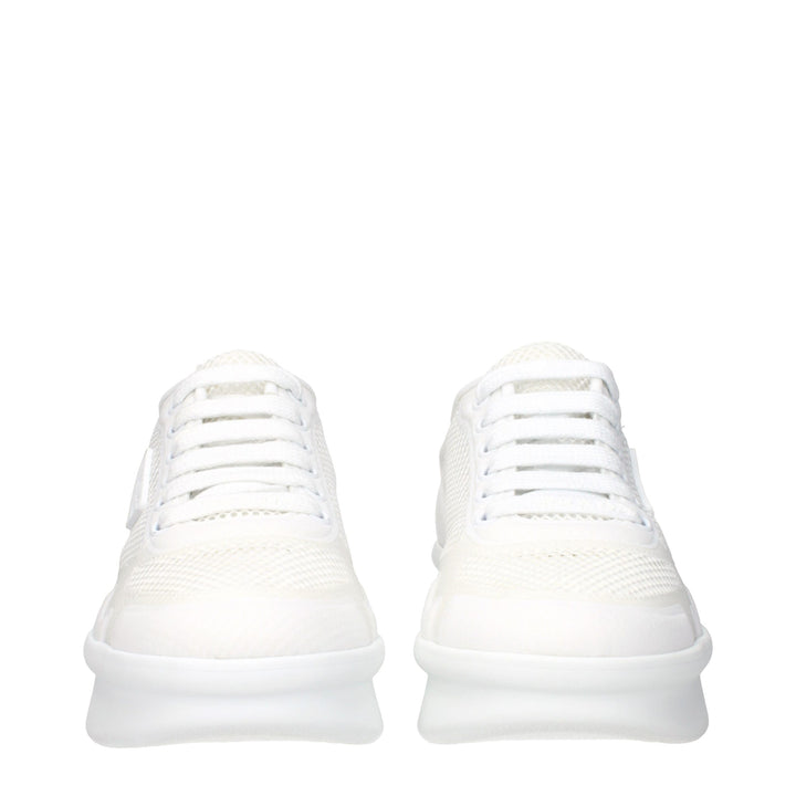 White Fabric Athletic Sneakers