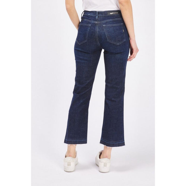 Blue Cotton Flared Jeans