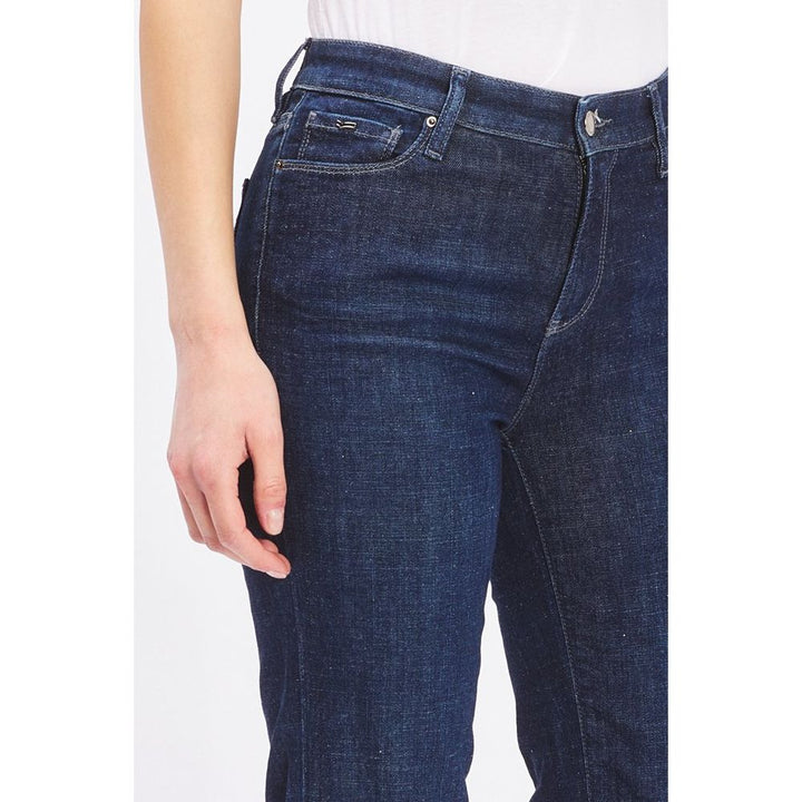 Blue Cotton Flared Jeans