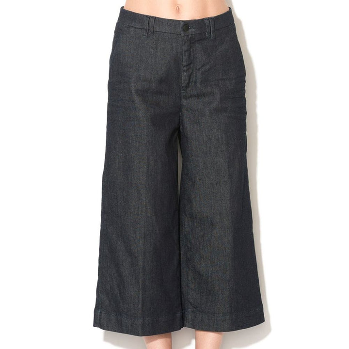 Blue Polyester Cropped Jeans