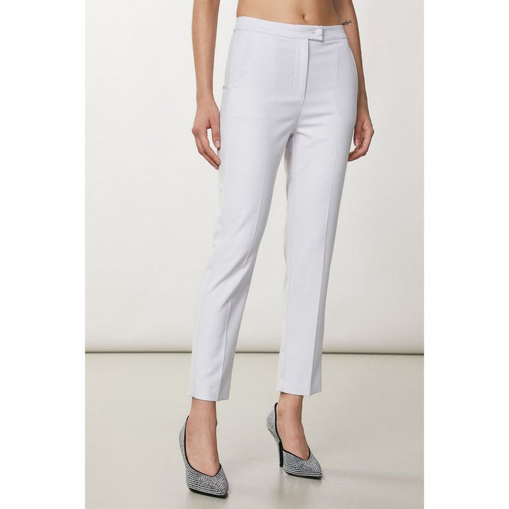 White Polyester Casual Pants