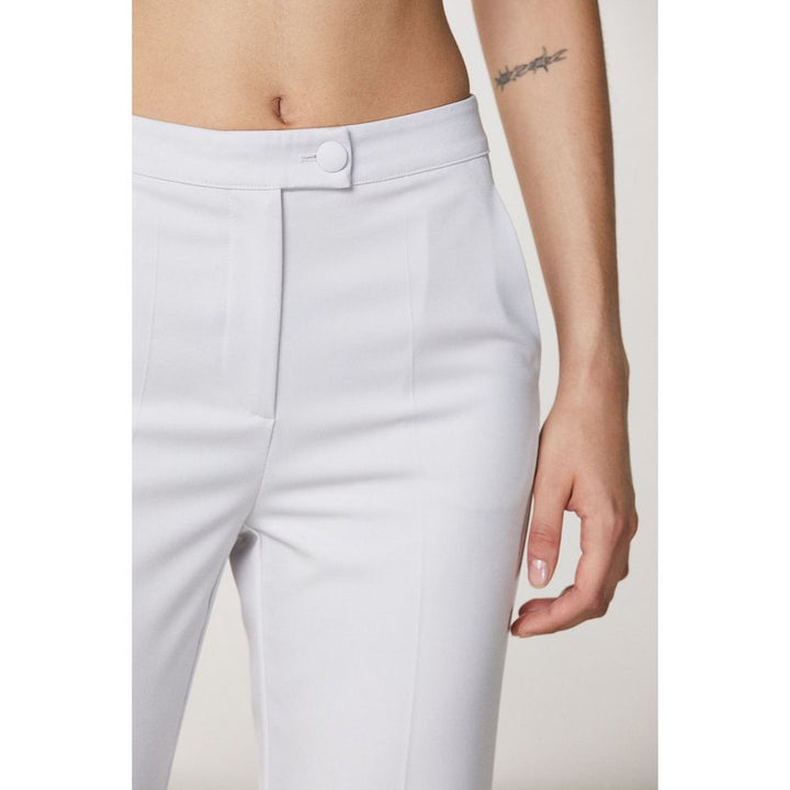 White Polyester Casual Pants