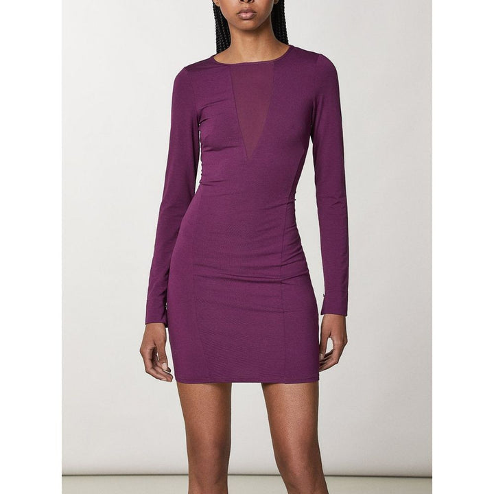 Purple Viscose Casual Dress