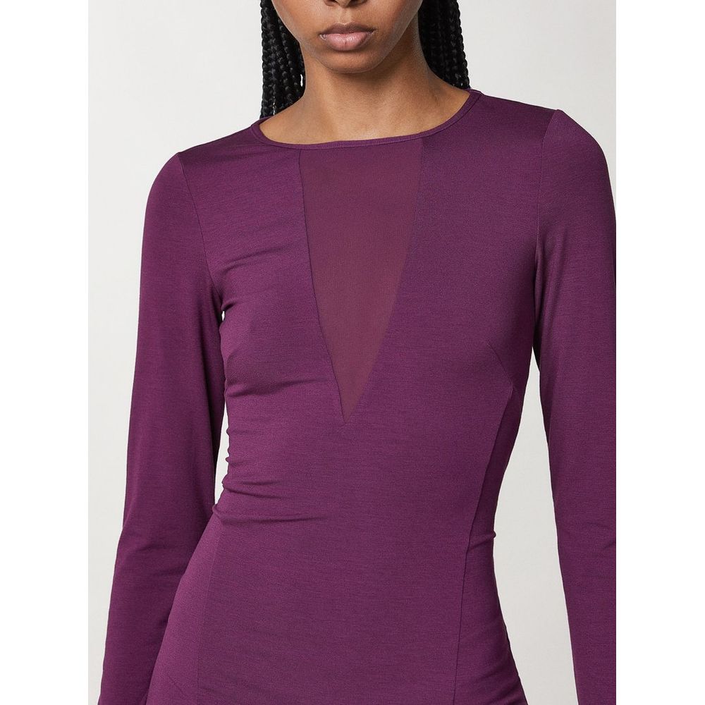 Purple Viscose Casual Dress