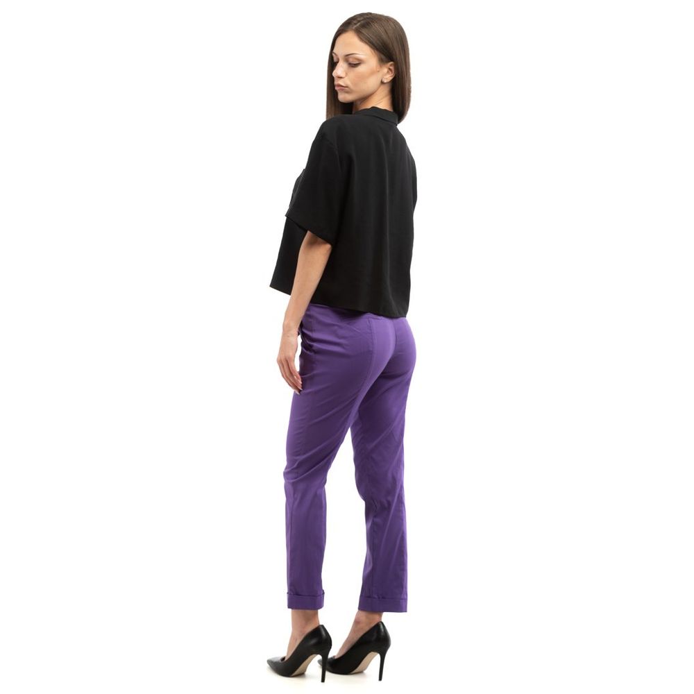 Purple Cotton Casual Pants