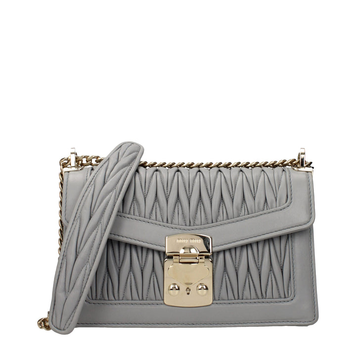 Gray Leather Crossbody Bag
