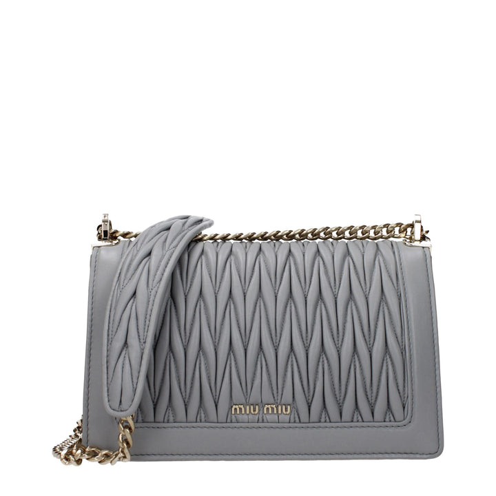 Gray Leather Crossbody Bag