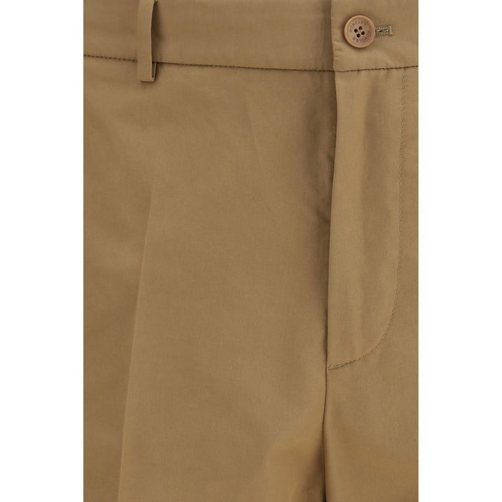 Beige Cotton Casual Pants