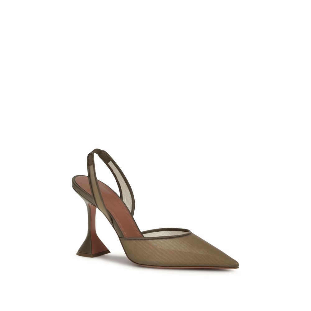 Brown Fabric High Heel Pumps