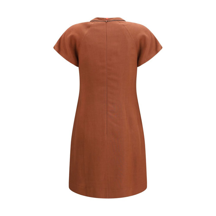 Brown Viscose Casual Dress