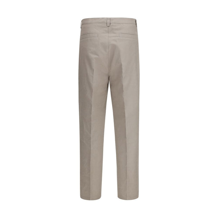 Beige Cotton Casual Pants