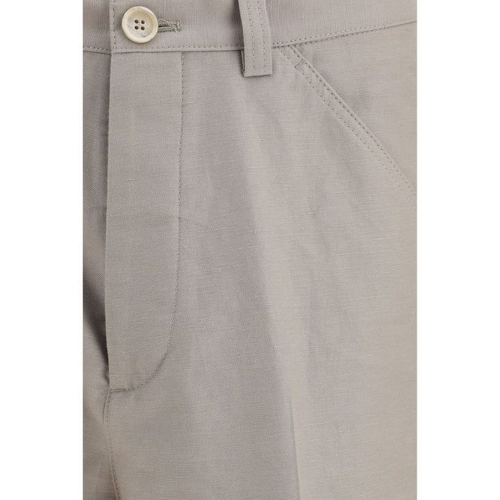 Beige Cotton Casual Pants