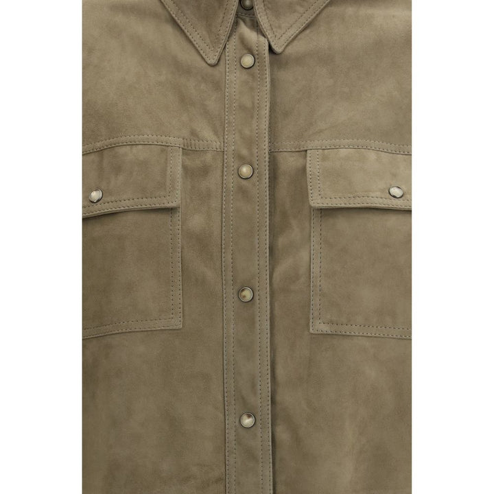 Bicolor Calf Leather Bos Taurus Dress Shirt