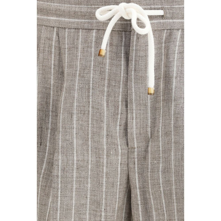 Beige Linen Casual Pants