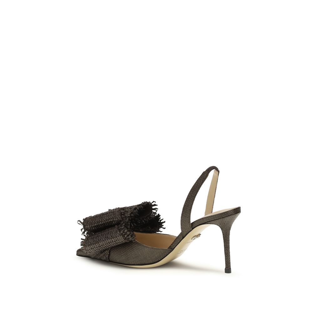 Brown Raffia Platform Pumps
