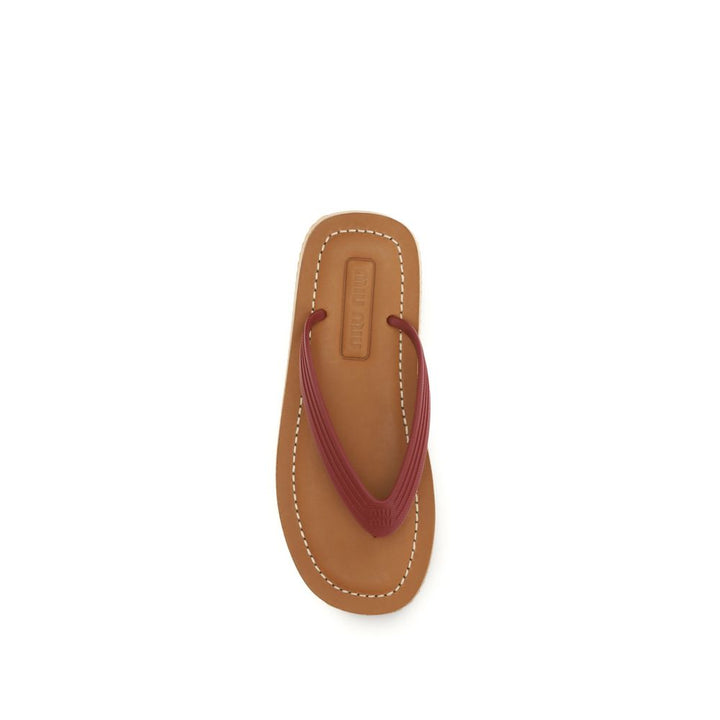 Beige Calf Leather Bos Taurus Flip-Flop Sandals