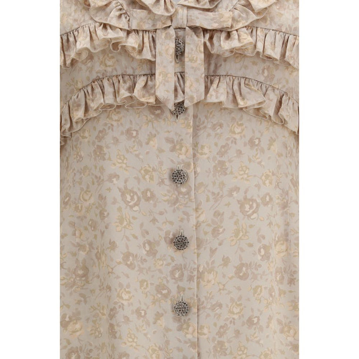 Beige Silk Casual Dress