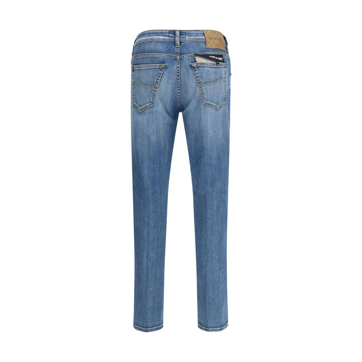 Blue Cotton Cropped Jeans