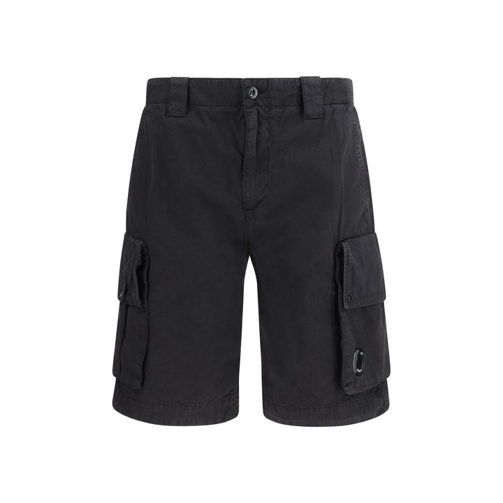 Black Cotton Bermuda Shorts