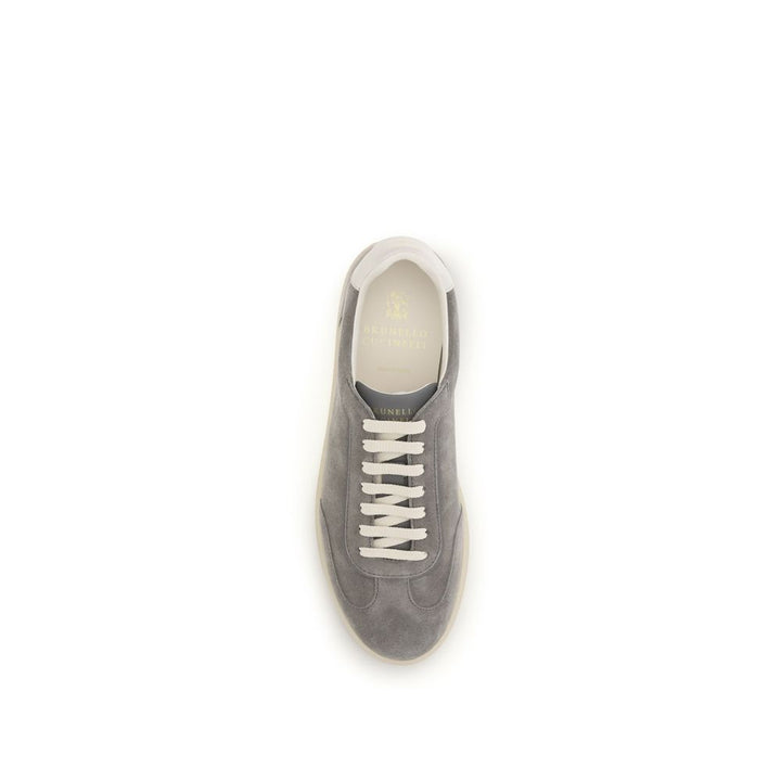 Gray Calf Leather Bos Taurus Low Top Sneakers