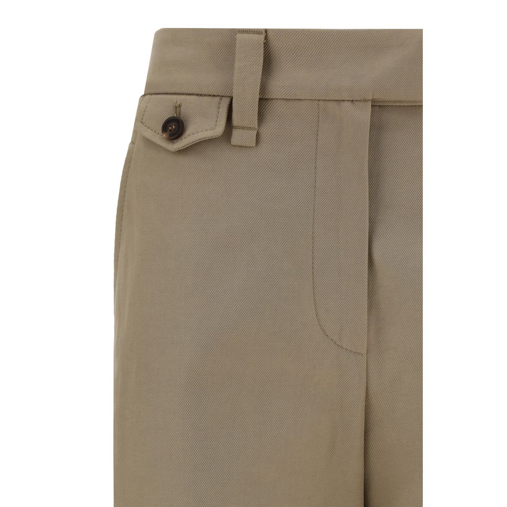 Beige Cotton Casual Pants